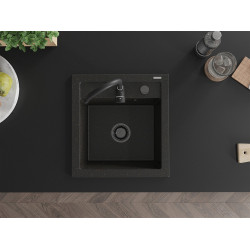 Mexen Vito  konyhai mosogató gránit 1 medence+ pop up szifon 520 x 490 mm, fekete / arany, szifon  fekete  - 6503521000-75-B 1 medencés