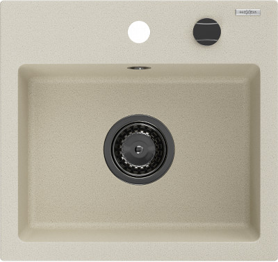 Mexen Milo  konyhai mosogató gránit 1 medence+ pop up szifon 435 x 410 mm, beige, szifon  fekete  - 6505441000-69-B 1 medencés