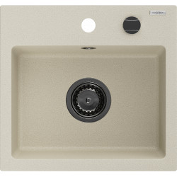Mexen Milo  konyhai mosogató gránit 1 medence+ pop up szifon 435 x 410 mm, beige, szifon  fekete  - 6505441000-69-B 1 medencés 1 medencés 406959 Mexen