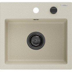 Mexen Milo  konyhai mosogató gránit 1 medence+ pop up szifon 435 x 410 mm, beige, szifon  fekete  - 6505441000-69-B 1 medencés 1 medencés 406959 Mexen