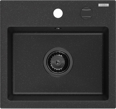 Mexen Milo  konyhai mosogató gránit 1 medence+ pop up szifon 435 x 410 mm, fekete / króm, szifon  fekete  - 6505441000-73-B 1 medencés