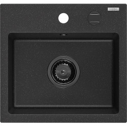 Mexen Milo  konyhai mosogató gránit 1 medence+ pop up szifon 435 x 410 mm, fekete / króm, szifon  fekete  - 6505441000-73-B 1 medencés 1 medencés 406959 Mexen