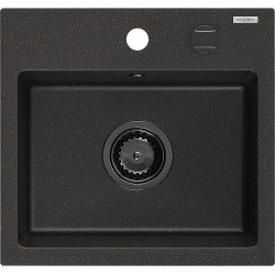 Mexen Milo  konyhai mosogató gránit 1 medence+ pop up szifon 435 x 410 mm, fekete / arany, szifon  fekete  - 6505441000-75-B 1 medencés 1 medencés 406959 Mexen
