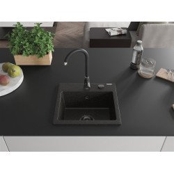 Mexen Milo  konyhai mosogató gránit 1 medence+ pop up szifon 435 x 410 mm, fekete / arany, szifon  fekete  - 6505441000-75-B 1 medencés