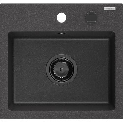 Mexen Milo  konyhai mosogató gránit 1 medence+ pop up szifon 435 x 410 mm, fekete köhatasu, szifon  fekete  - 6505441000-76-B 1 medencés 1 medencés 406959 Mexen