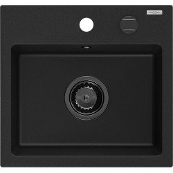 Mexen Milo  konyhai mosogató gránit 1 medence+ pop up szifon 435 x 410 mm, fekete , szifon  fekete  - 6505441000-77-B 1 medencés 1 medencés 406959 Mexen
