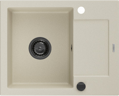 Mexen Enzo  konyhai mosogató gránit 1 medence+csepegtetö+ pop up szifon  576 x 465 mm, beige, szifon  fekete  - 6506571005-69-B 1 medencés