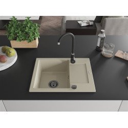 Mexen Enzo  konyhai mosogató gránit 1 medence+csepegtetö+ pop up szifon  576 x 465 mm, beige, szifon  fekete  - 6506571005-69-B 1 medencés