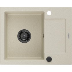 Mexen Enzo  konyhai mosogató gránit 1 medence+csepegtetö+ pop up szifon  576 x 465 mm, beige, szifon  fekete  - 6506571005-69-B 1 medencés 1 medencés 406959 Mexen