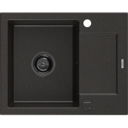 Mexen Enzo  konyhai mosogató gránit 1 medence+csepegtetö+ pop up szifon  576 x 465 mm, fekete / arany, szifon  fekete  - 6506571005-75-B 1 medencés 1 medencés 406959 Mexen