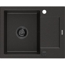 Mexen Enzo  konyhai mosogató gránit 1 medence+csepegtetö+ pop up szifon  576 x 465 mm, fekete / arany, szifon  fekete  - 6506571005-75-B 1 medencés 1 medencés 406959 Mexen