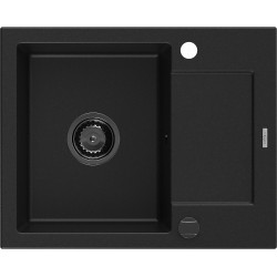 Mexen Enzo  konyhai mosogató gránit 1 medence+csepegtetö+ pop up szifon  576 x 465 mm, fekete , szifon  fekete  - 6506571005-77-B 1 medencés 1 medencés 406959 Mexen