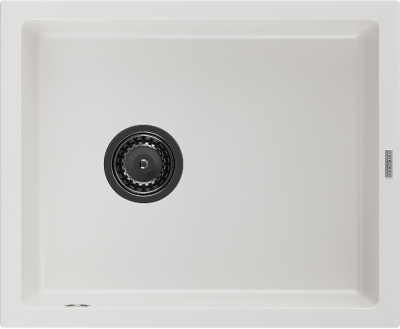 Mexen Pedro  konyhai mosogató gránit 1 medence+ pop up szifon 560 x 460 mm, fehér , szifon  fekete  - 6508561000-20-B 1 medencés