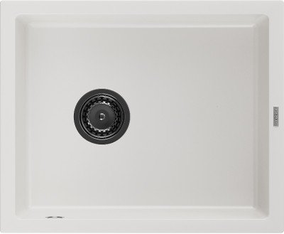 Mexen Pedro  konyhai mosogató gránit 1 medence+ pop up szifon 560 x 460 mm, fehér , szifon  fekete  - 6508561000-20-B 1 medencés