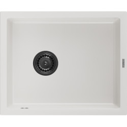 Mexen Pedro  konyhai mosogató gránit 1 medence+ pop up szifon 560 x 460 mm, fehér , szifon  fekete  - 6508561000-20-B 1 medencés 1 medencés 406959 Mexen