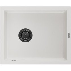 Mexen Pedro  konyhai mosogató gránit 1 medence+ pop up szifon 560 x 460 mm, fehér , szifon  fekete  - 6508561000-20-B 1 medencés 1 medencés 406959 Mexen