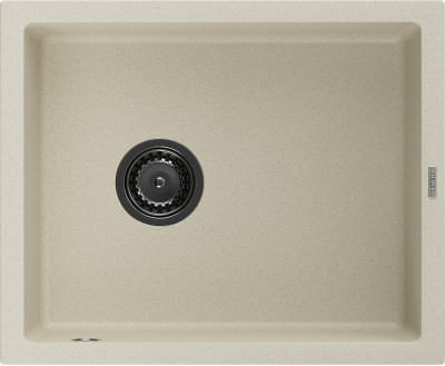 Mexen Pedro  konyhai mosogató gránit 1 medence+ pop up szifon 560 x 460 mm, beige, szifon  fekete  - 6508561000-69-B 1 medencés