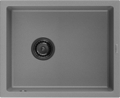 Mexen Pedro  konyhai mosogató gránit 1 medence+ pop up szifon 560 x 460 mm, szürke , szifon  fekete  - 6508561000-71-B 1 medencés