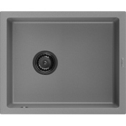 Mexen Pedro  konyhai mosogató gránit 1 medence+ pop up szifon 560 x 460 mm, szürke , szifon  fekete  - 6508561000-71-B 1 medencés 1 medencés 406959 Mexen