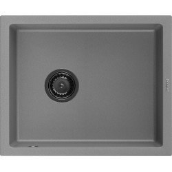 Mexen Pedro  konyhai mosogató gránit 1 medence+ pop up szifon 560 x 460 mm, szürke , szifon  fekete  - 6508561000-71-B 1 medencés 1 medencés 406959 Mexen
