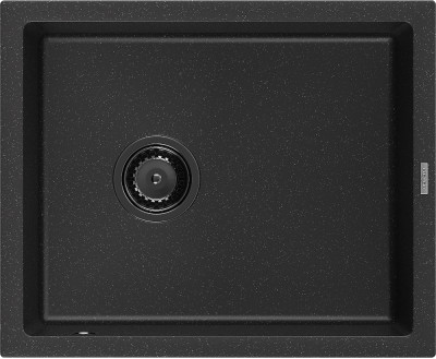 Mexen Pedro  konyhai mosogató gránit 1 medence+ pop up szifon 560 x 460 mm, fekete / króm, szifon  fekete  - 6508561000-73-B 1 medencés