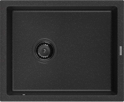 Mexen Pedro  konyhai mosogató gránit 1 medence+ pop up szifon 560 x 460 mm, fekete / króm, szifon  fekete  - 6508561000-73-B 1 medencés
