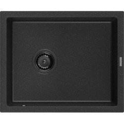 Mexen Pedro  konyhai mosogató gránit 1 medence+ pop up szifon 560 x 460 mm, fekete / króm, szifon  fekete  - 6508561000-73-B 1 medencés 1 medencés 406959 Mexen