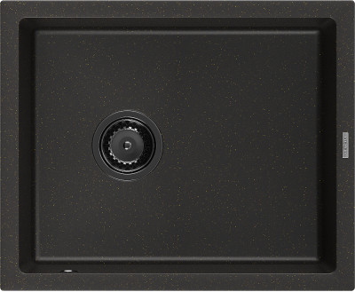 Mexen Pedro  konyhai mosogató gránit 1 medence+ pop up szifon 560 x 460 mm, fekete / arany, szifon  fekete  - 6508561000-75-B 1 medencés