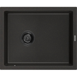 Mexen Pedro  konyhai mosogató gránit 1 medence+ pop up szifon 560 x 460 mm, fekete / arany, szifon  fekete  - 6508561000-75-B 1 medencés 1 medencés 406959 Mexen