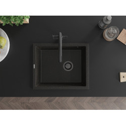 Mexen Pedro  konyhai mosogató gránit 1 medence+ pop up szifon 560 x 460 mm, fekete / arany, szifon  fekete  - 6508561000-75-B 1 medencés