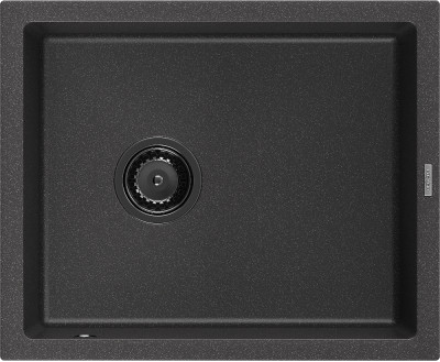 Mexen Pedro  konyhai mosogató gránit 1 medence+ pop up szifon 560 x 460 mm, fekete köhatasu, szifon  fekete  - 6508561000-76-B 1 medencés