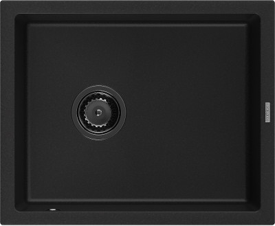 Mexen Pedro  konyhai mosogató gránit 1 medence+ pop up szifon 560 x 460 mm, fekete , szifon  fekete  - 6508561000-77-B 1 medencés