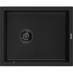 Mexen Pedro  konyhai mosogató gránit 1 medence+ pop up szifon 560 x 460 mm, fekete , szifon  fekete  - 6508561000-77-B 1 medencés 1 medencés 406959 Mexen