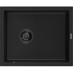 Mexen Pedro  konyhai mosogató gránit 1 medence+ pop up szifon 560 x 460 mm, fekete , szifon  fekete  - 6508561000-77-B 1 medencés 1 medencés 406959 Mexen