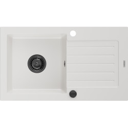 Mexen Pablo  konyhai mosogató gránit 1 medence+csepegtetö+ pop up szifon  752 x 436 mm, fehér , szifon  fekete  - 6510751010-20-B 1 medencés 1 medencés 406959 Mexen
