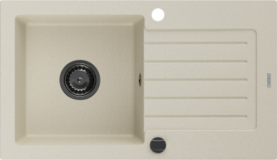 Mexen Pablo  konyhai mosogató gránit 1 medence+csepegtetö+ pop up szifon  752 x 436 mm, beige, szifon  fekete  - 6510751010-69-B 1 medencés