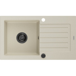 Mexen Pablo  konyhai mosogató gránit 1 medence+csepegtetö+ pop up szifon  752 x 436 mm, beige, szifon  fekete  - 6510751010-69-B 1 medencés 1 medencés 406959 Mexen