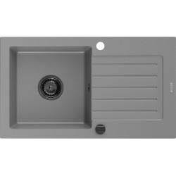 Mexen Pablo  konyhai mosogató gránit 1 medence+csepegtetö+ pop up szifon  752 x 436 mm, szürke , szifon  fekete  - 6510751010-71-B 1 medencés 1 medencés 406959 Mexen