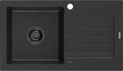 Mexen Pablo  konyhai mosogató gránit 1 medence+csepegtetö+ pop up szifon  752 x 436 mm, fekete / króm, szifon  fekete  - 6510751010-73-B 1 medencés