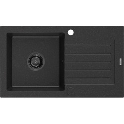 Mexen Pablo  konyhai mosogató gránit 1 medence+csepegtetö+ pop up szifon  752 x 436 mm, fekete / króm, szifon  fekete  - 6510751010-73-B 1 medencés 1 medencés 406959 Mexen