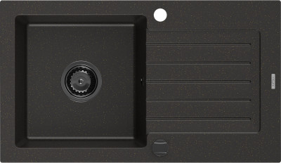 Mexen Pablo  konyhai mosogató gránit 1 medence+csepegtetö+ pop up szifon  752 x 436 mm, fekete / arany, szifon  fekete  - 6510751010-75-B 1 medencés