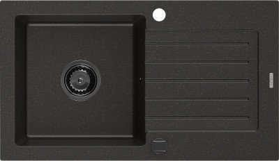 Mexen Pablo  konyhai mosogató gránit 1 medence+csepegtetö+ pop up szifon  752 x 436 mm, fekete / arany, szifon  fekete  - 6510751010-75-B 1 medencés