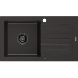 Mexen Pablo  konyhai mosogató gránit 1 medence+csepegtetö+ pop up szifon  752 x 436 mm, fekete / arany, szifon  fekete  - 6510751010-75-B 1 medencés 1 medencés 406959 Mexen