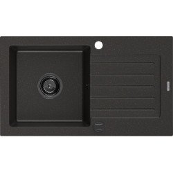 Mexen Pablo  konyhai mosogató gránit 1 medence+csepegtetö+ pop up szifon  752 x 436 mm, fekete / arany, szifon  fekete  - 6510751010-75-B 1 medencés 1 medencés 406959 Mexen