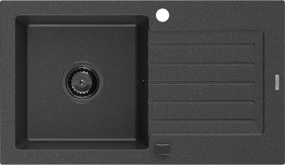 Mexen Pablo  konyhai mosogató gránit 1 medence+csepegtetö+ pop up szifon  752 x 436 mm, fekete köhatasu, szifon  fekete  - 6510751010-76-B 1 medencés