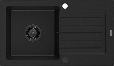 Mexen Pablo  konyhai mosogató gránit 1 medence+csepegtetö+ pop up szifon  752 x 436 mm, fekete , szifon  fekete  - 6510751010-77-B 1 medencés