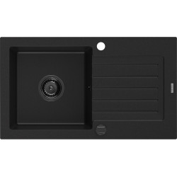 Mexen Pablo  konyhai mosogató gránit 1 medence+csepegtetö+ pop up szifon  752 x 436 mm, fekete , szifon  fekete  - 6510751010-77-B 1 medencés 1 medencés 406959 Mexen