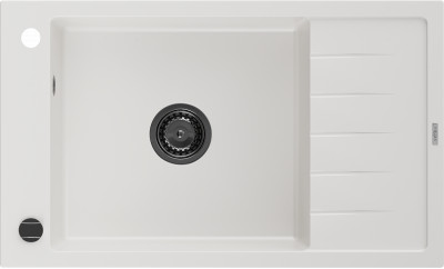 Mexen Elias  konyhai mosogató gránit 1 medence+csepegtetö+ pop up szifon  795 x 480 mm, fehér , szifon  fekete  - 6511791005-20-B 1 medencés
