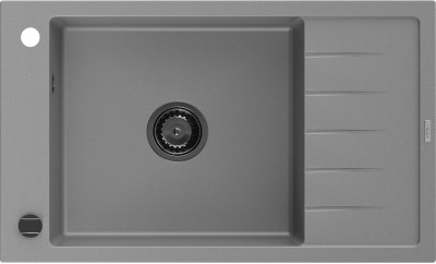 Mexen Elias  konyhai mosogató gránit 1 medence+csepegtetö+ pop up szifon  795 x 480 mm, szürke , szifon  fekete  - 6511791005-71-B 1 medencés