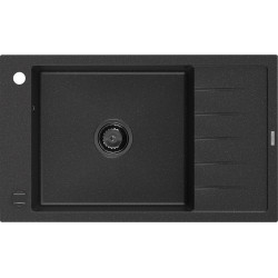 Mexen Elias  konyhai mosogató gránit 1 medence+csepegtetö+ pop up szifon  795 x 480 mm, fekete / króm, szifon  fekete  - 6511791005-73-B 1 medencés 1 medencés 406959 Mexen